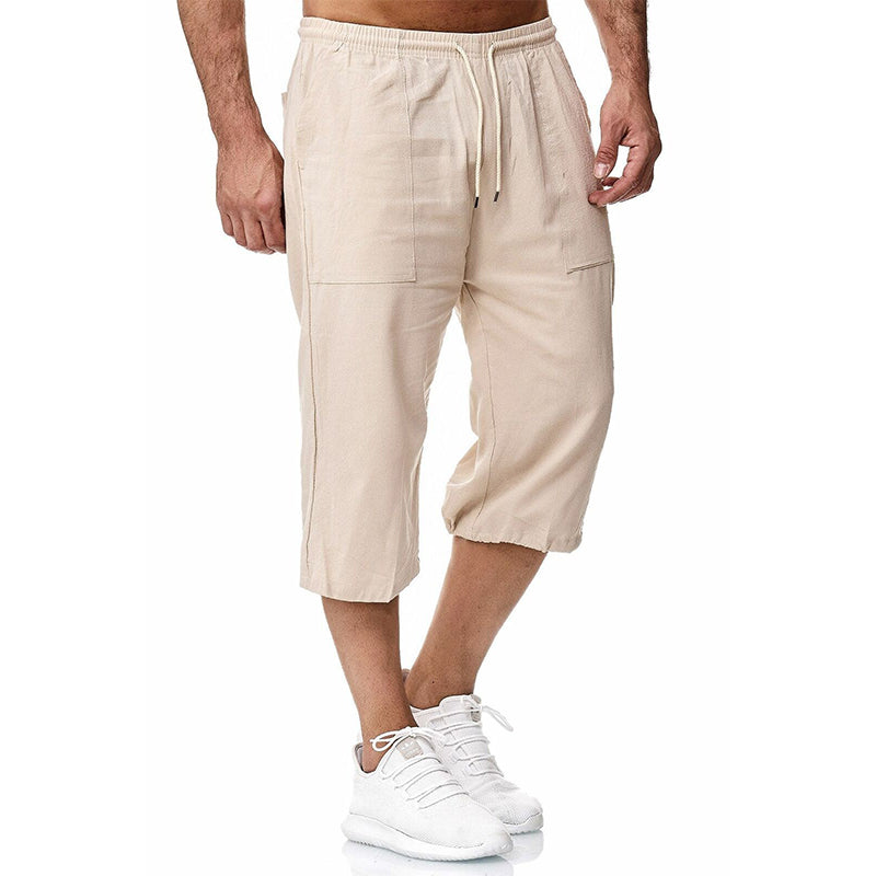 Mens Cotton Linen Casual Sports Shorts 30169548M