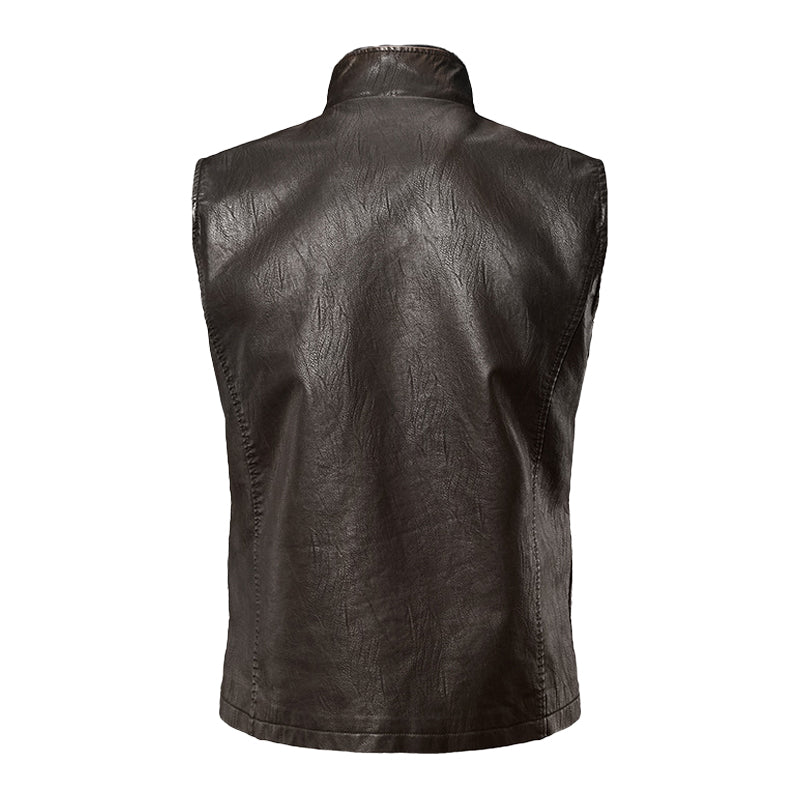 2023 MENS VINTAGE DOUBLE LAYER COLLAR LAPEL LEATHER VEST