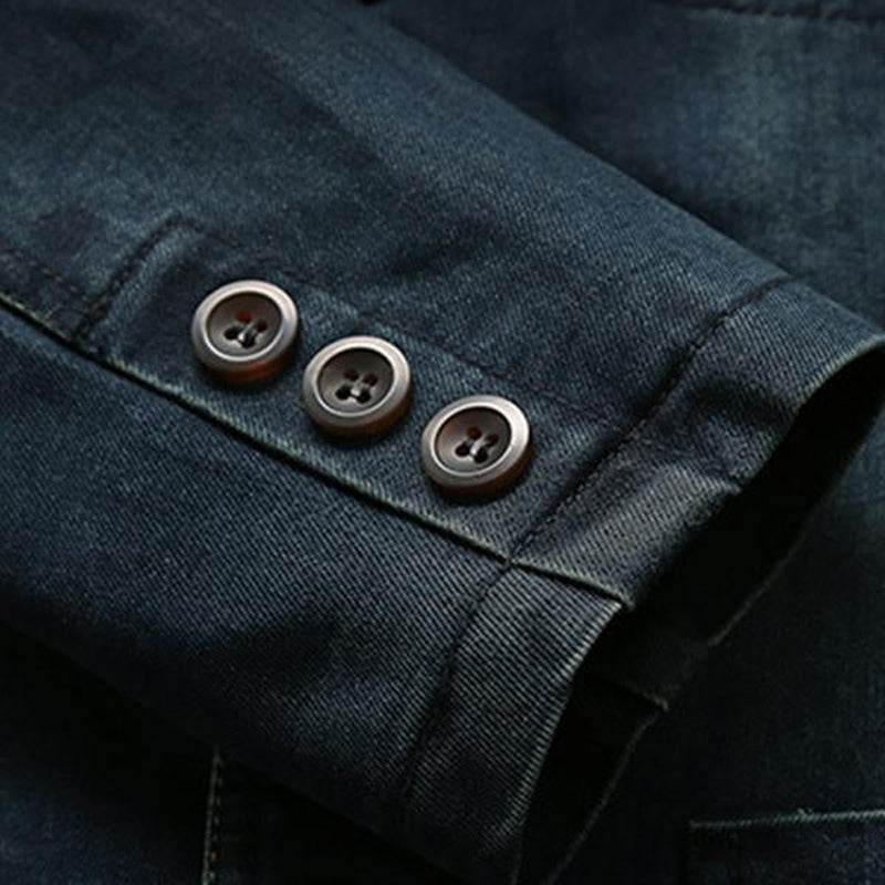 Mens Casual Lapel Denim Single Breasted Blazer 50972865M