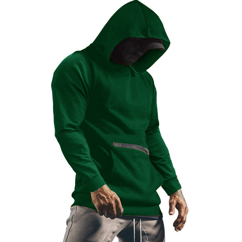 Mens Casual Solid Color Hooded Long Sleeve Sweatshirt 55739411Y