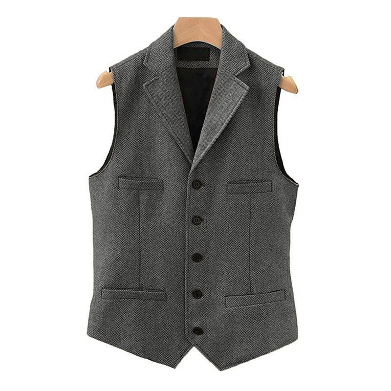 Mens Vintage Classic Lapel Single Breasted Suit Vest 15824060M