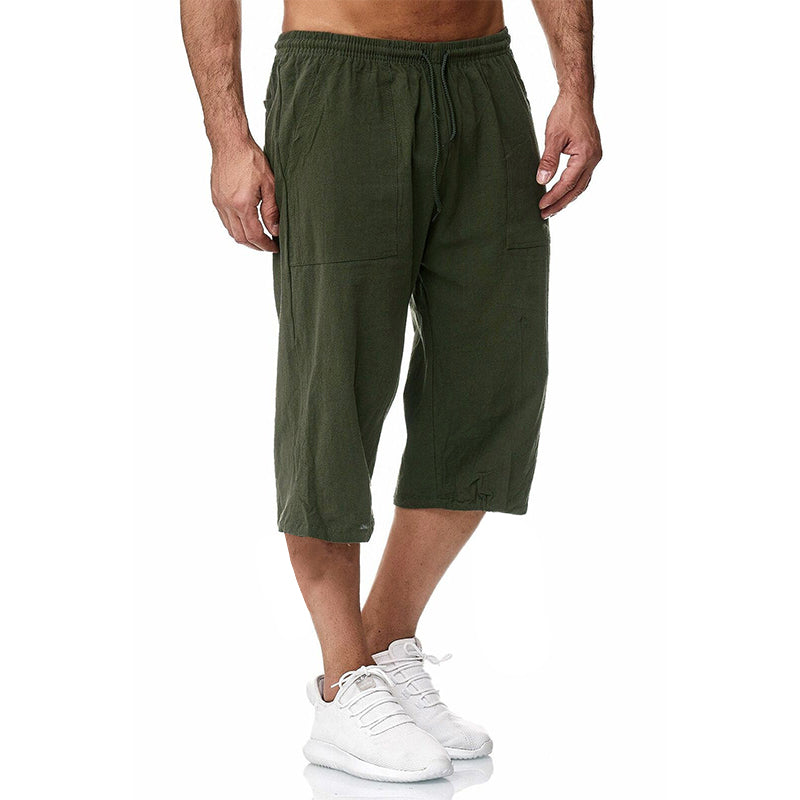 Mens Cotton Linen Casual Sports Shorts 30169548M