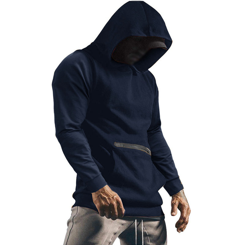 Mens Casual Solid Color Hooded Long Sleeve Sweatshirt 55739411Y