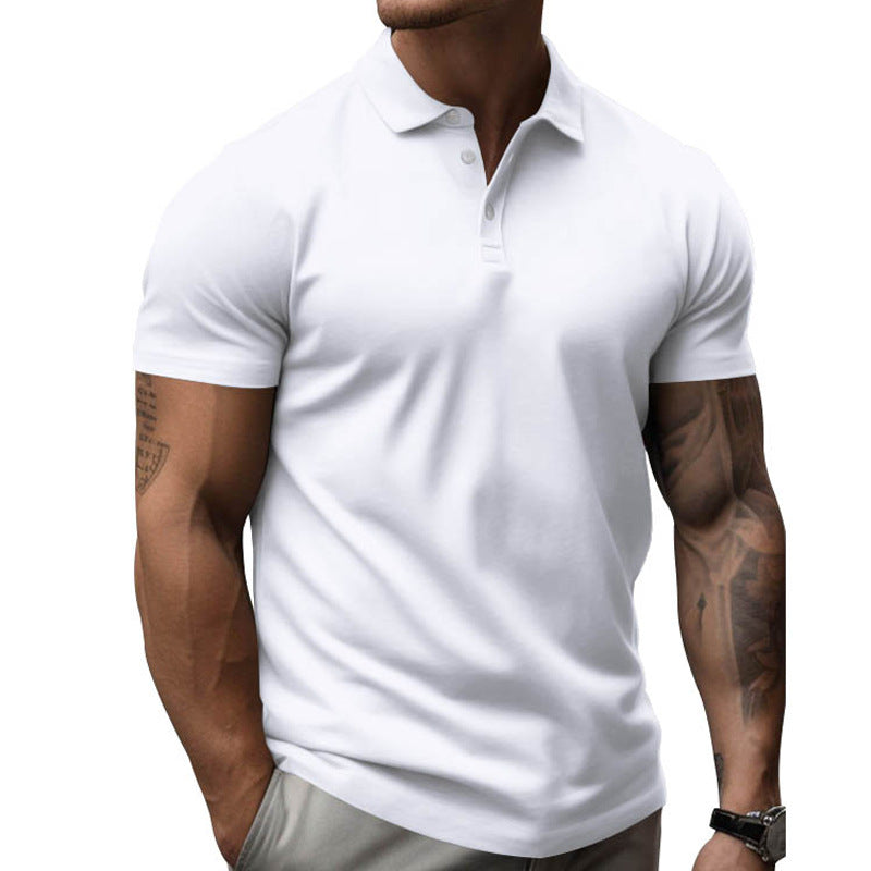 Mens Solid Slim Lapel Short Sleeve Casual Polo Shirt 22236281Z