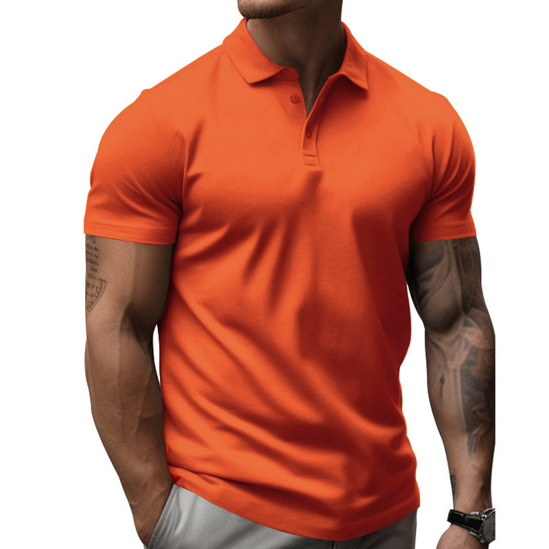 Mens Solid Slim Lapel Short Sleeve Casual Polo Shirt 22236281Z