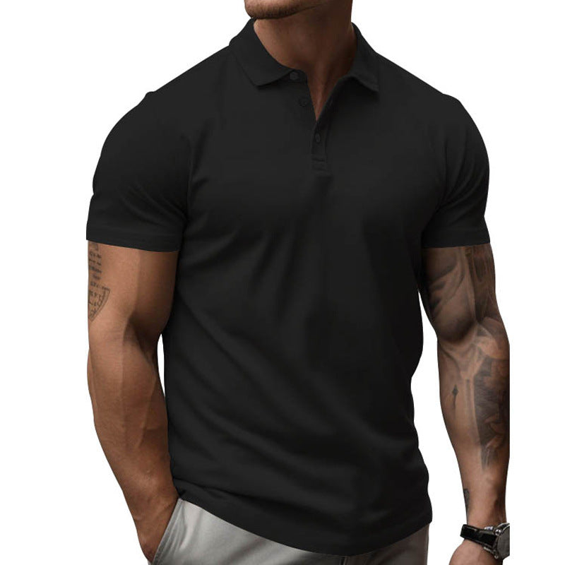 Mens Solid Slim Lapel Short Sleeve Casual Polo Shirt 22236281Z