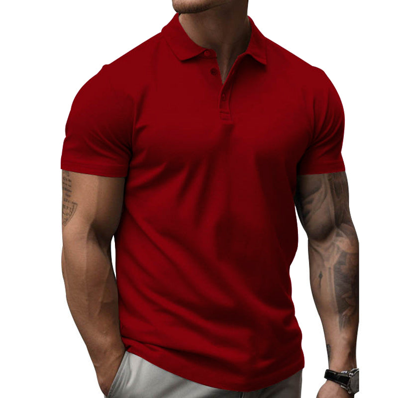 Mens Solid Slim Lapel Short Sleeve Casual Polo Shirt 22236281Z