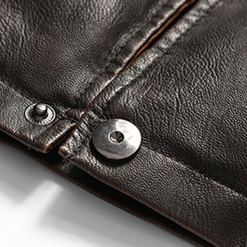 2023 MENS VINTAGE DOUBLE LAYER COLLAR LAPEL LEATHER VEST