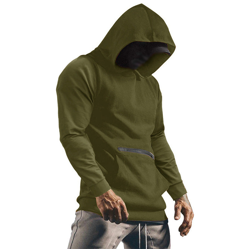 Mens Casual Solid Color Hooded Long Sleeve Sweatshirt 55739411Y