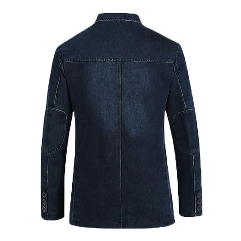Mens Casual Lapel Denim Single Breasted Blazer 50972865M