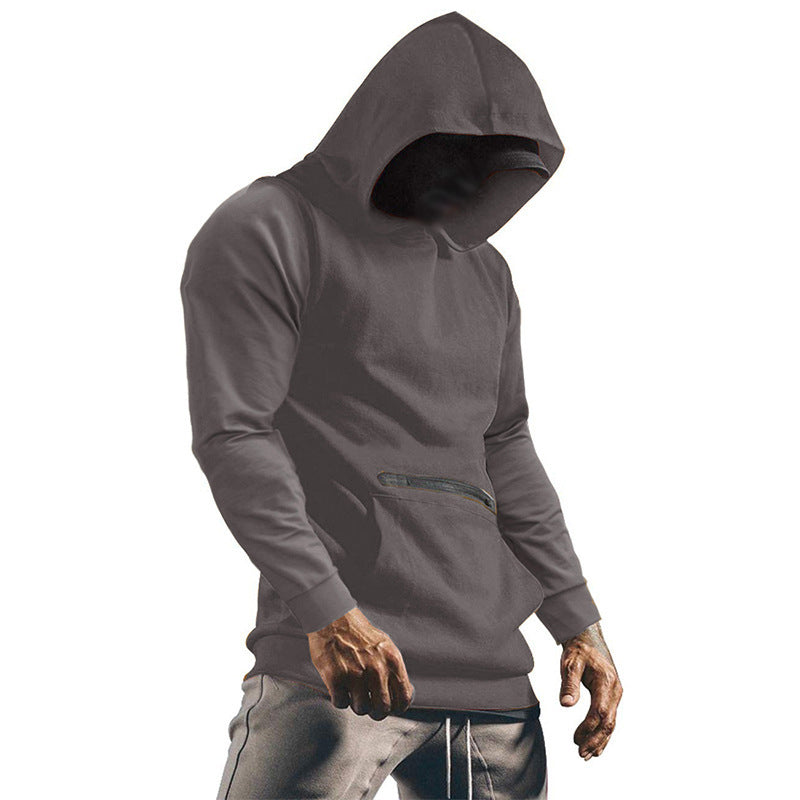 Mens Casual Solid Color Hooded Long Sleeve Sweatshirt 55739411Y