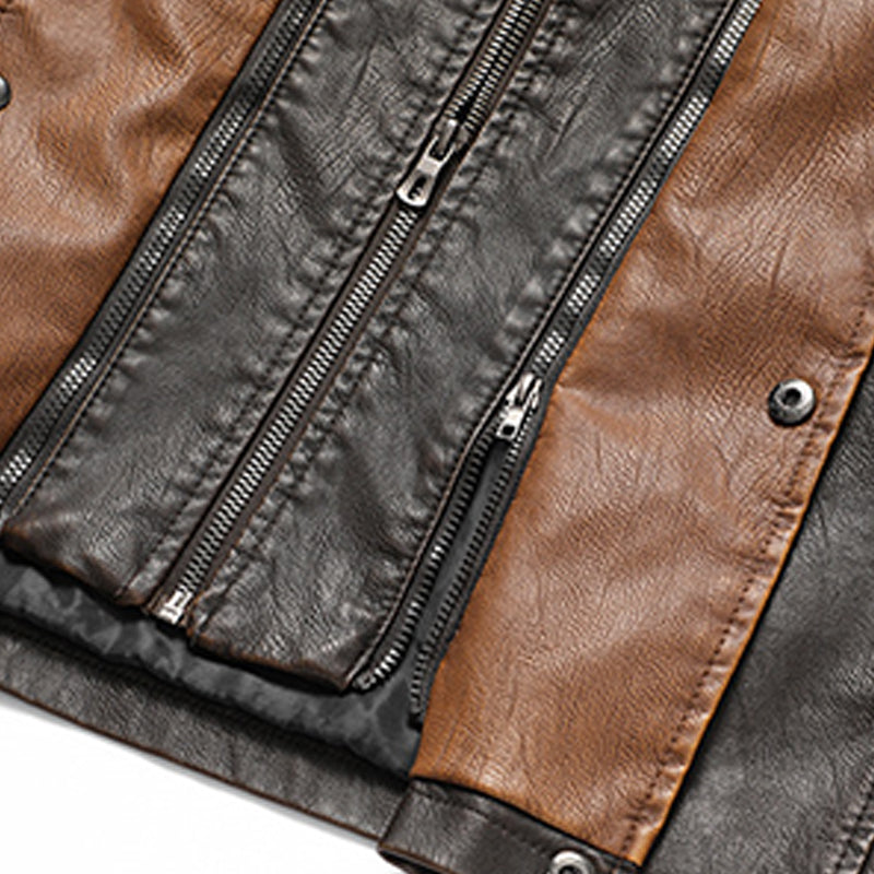 2023 MENS VINTAGE DOUBLE LAYER COLLAR LAPEL LEATHER VEST