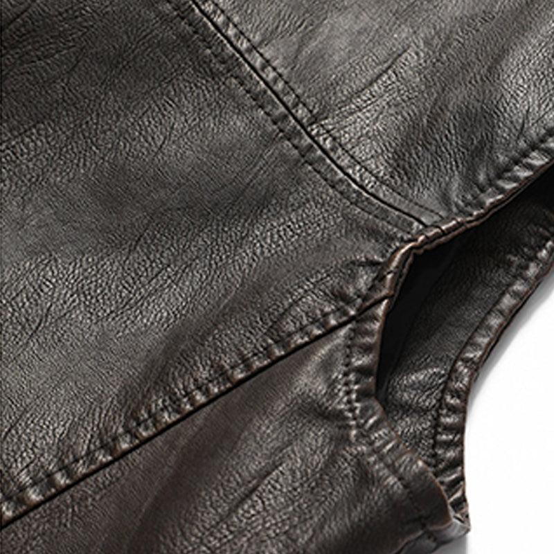 2023 MENS VINTAGE DOUBLE LAYER COLLAR LAPEL LEATHER VEST