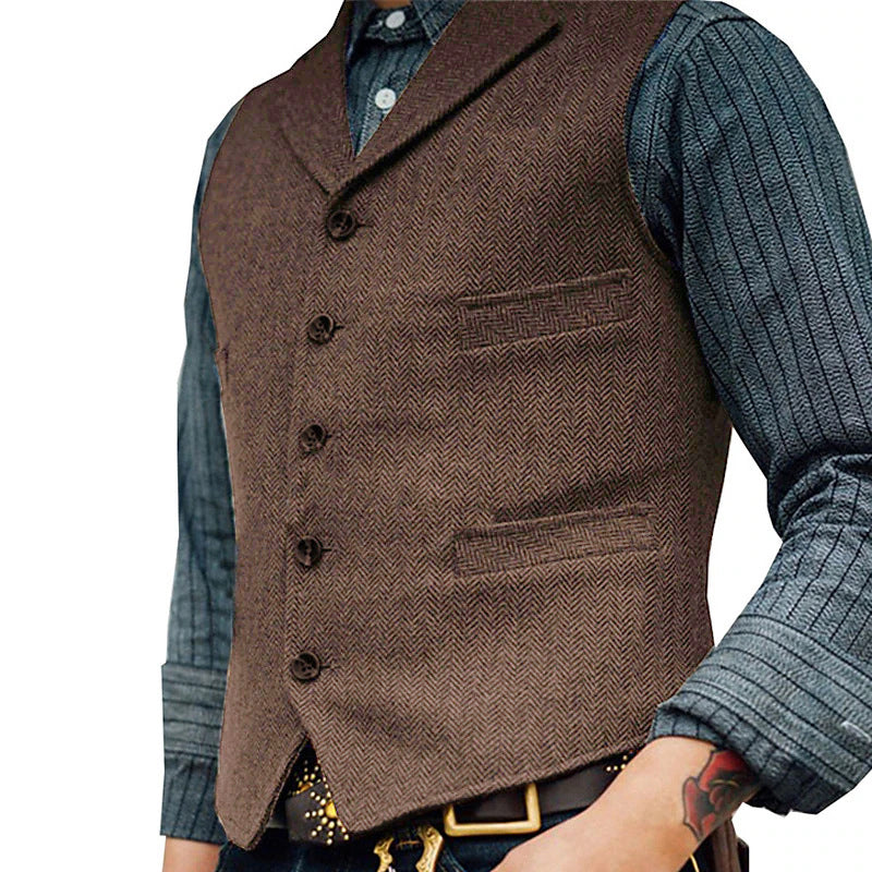 Mens Vintage Solid Color Lapel Vest 84405050Y