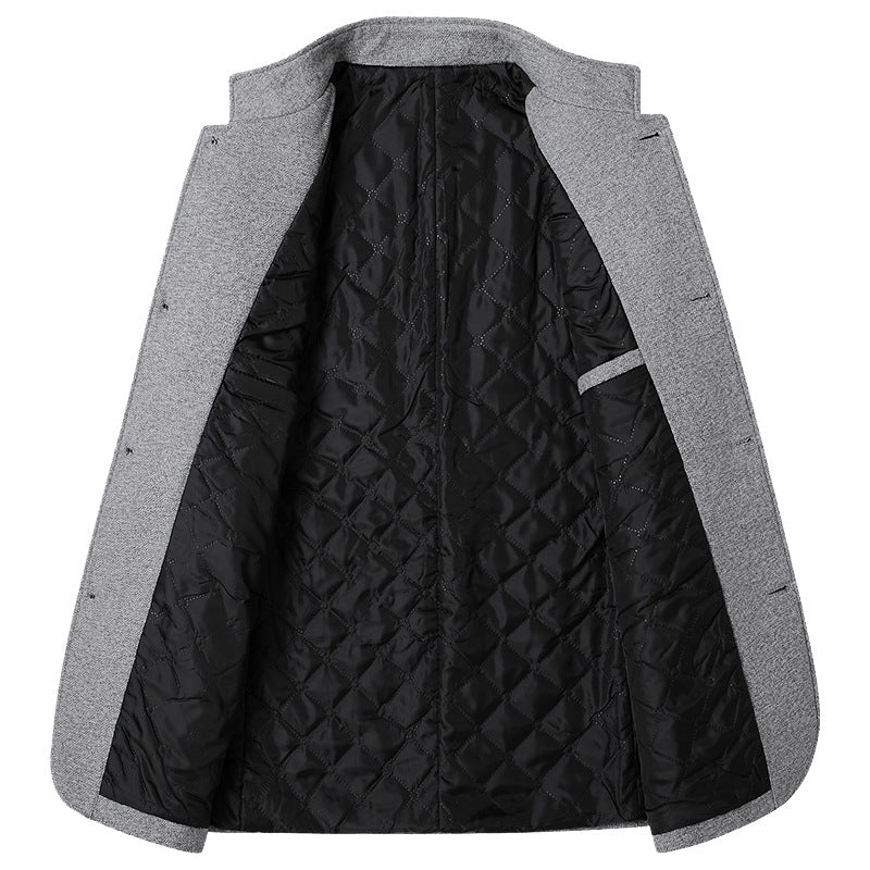 Mens Stand Collar Single Breasted Woolen Coat 24670532Z