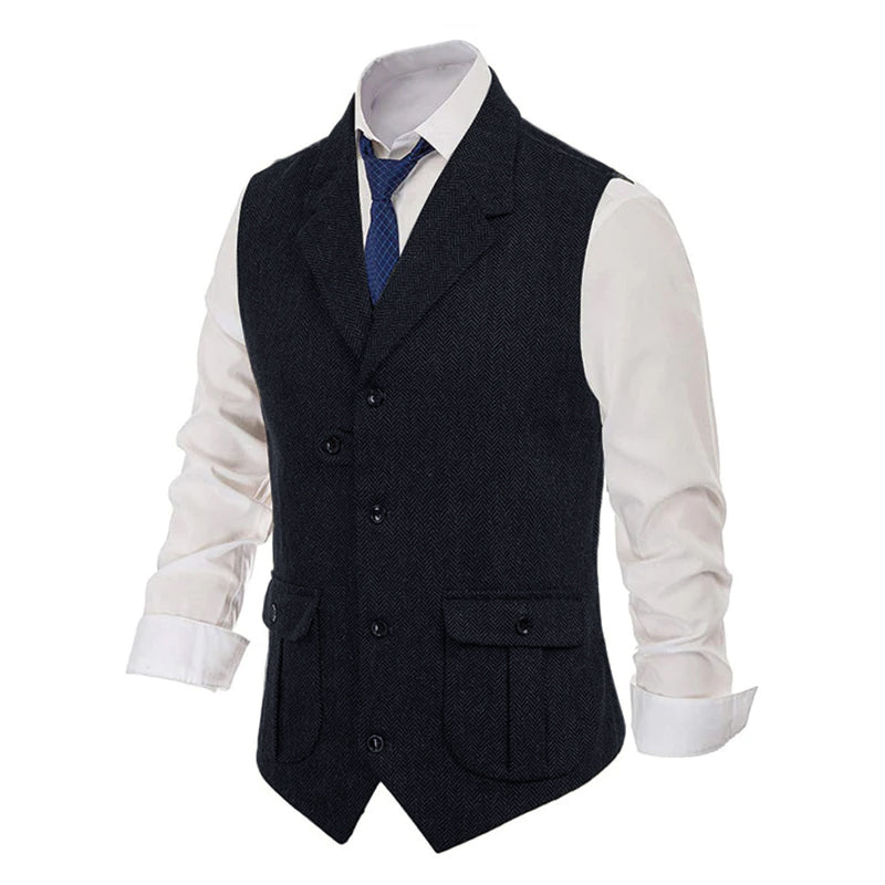Mens Notch Lapel Single Breasted Casual Suit Vest 54373223Z