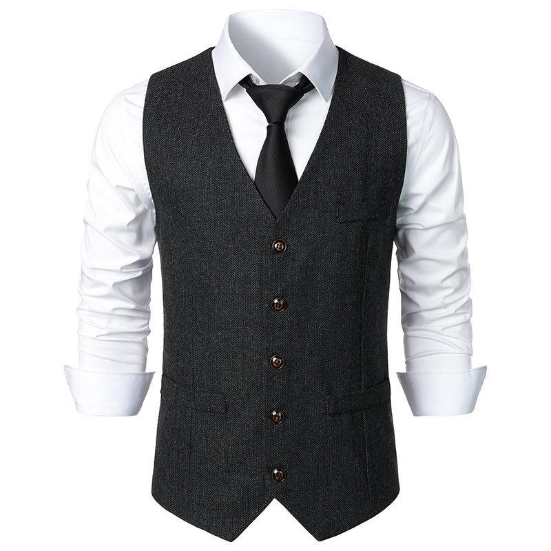 Mens Vintage V Neck Single Breasted Suit Vest 91402024Z