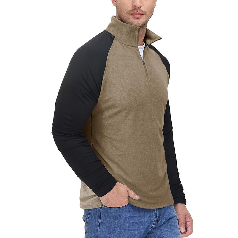 Mens Casual Stand Collar Zipper Colorblock Long Sleeve Sports Pullover Sweatshirt 39110815M