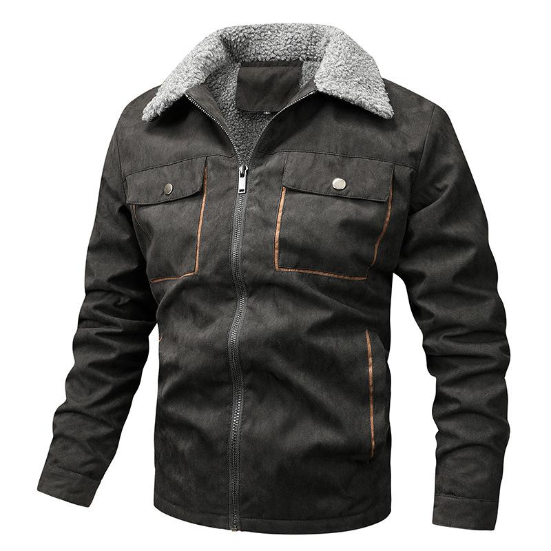 Mens Loose Lapel Plus Fleece Zipper Jacket 11292299X