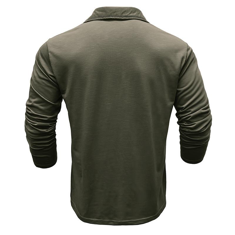 Mens Casual Lapel Collar Contrast Stitch Long Sleeve Polo Shirt 50848125M