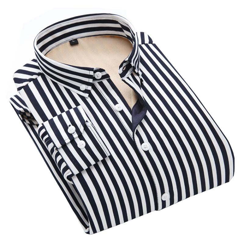 Mens Striped Thickened Lapel Shirt 23283422X