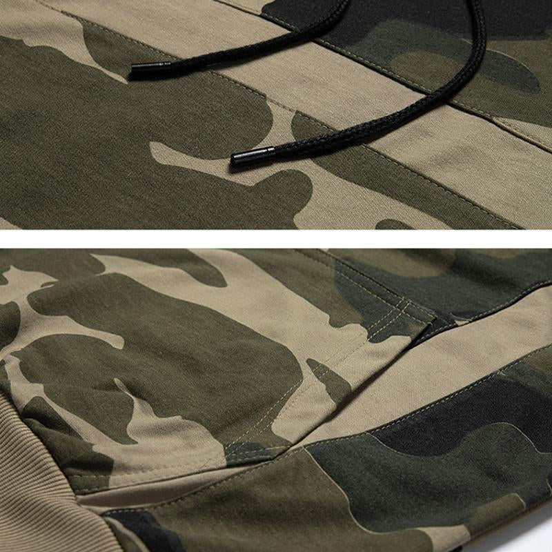 Mens Casual Loose Kangaroo Pocket Camouflage Hoodie Pants Set 75882511M
