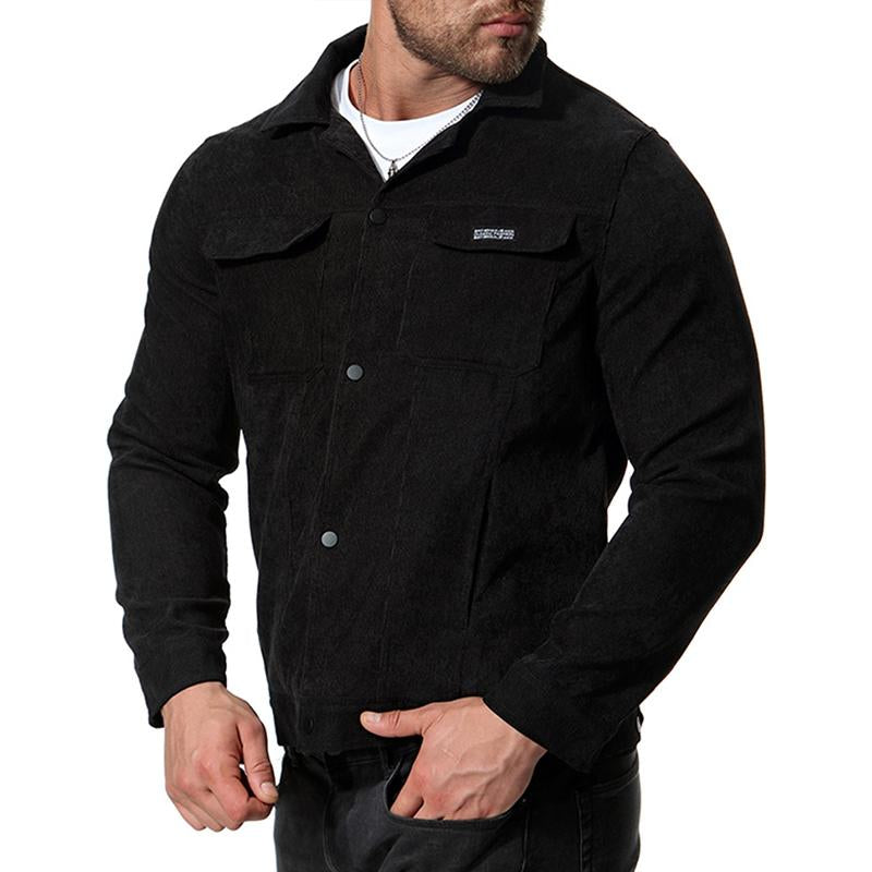 Mens Casual Corduroy Slim Lapel Long Sleeve Jacket 17845290M