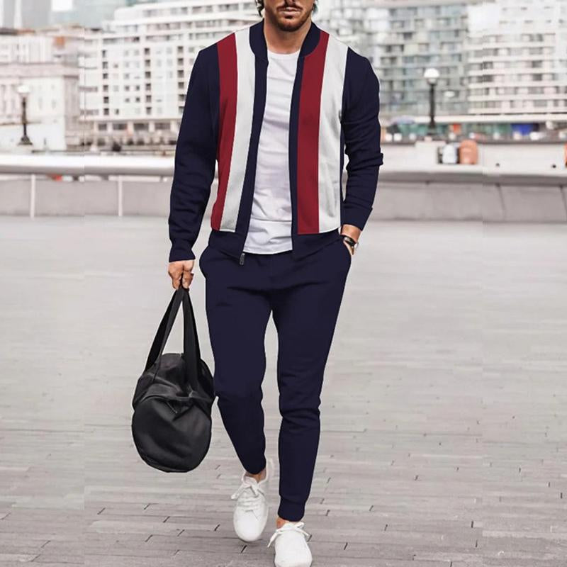 Mens Casual Printed Long Sleeve Jacket Trousers Set 50846681Y