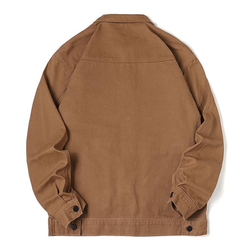 Mens Vintage Solid Color Cotton 3D Pocket Loose Lapel Single-Breasted Jacket 14172939M