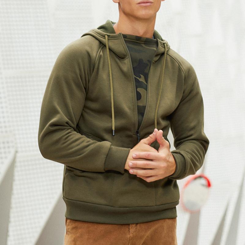 MenS Casual Patchwork Camouflage Polar Fleece Warm Hooded Sweatshirt 43038858Y