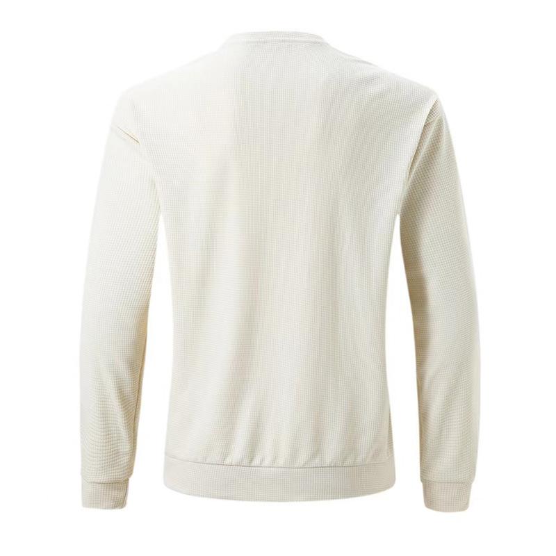 Mens Waffle Raglan Sleeve Round Neck Solid Color Versatile T-Shirt 97629586X