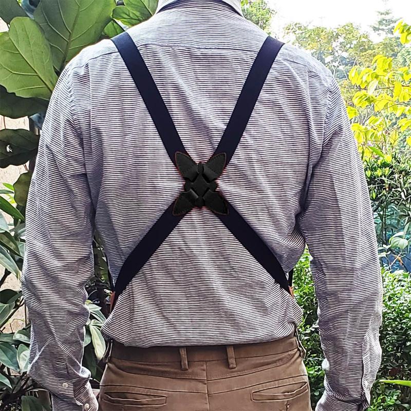 Mens Vintage Solid Color Stretch Suspenders 99836428Y
