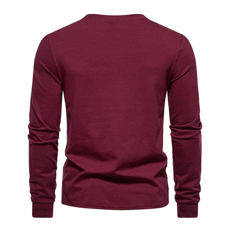 Mens Vintage Colorblock Patchwork Round Neck Long Sleeve T-Shirt 61646610M
