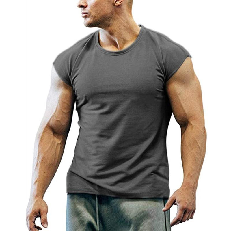 Mens Casual Round Neck Solid Color Sleeveless Tank Top 26872541M