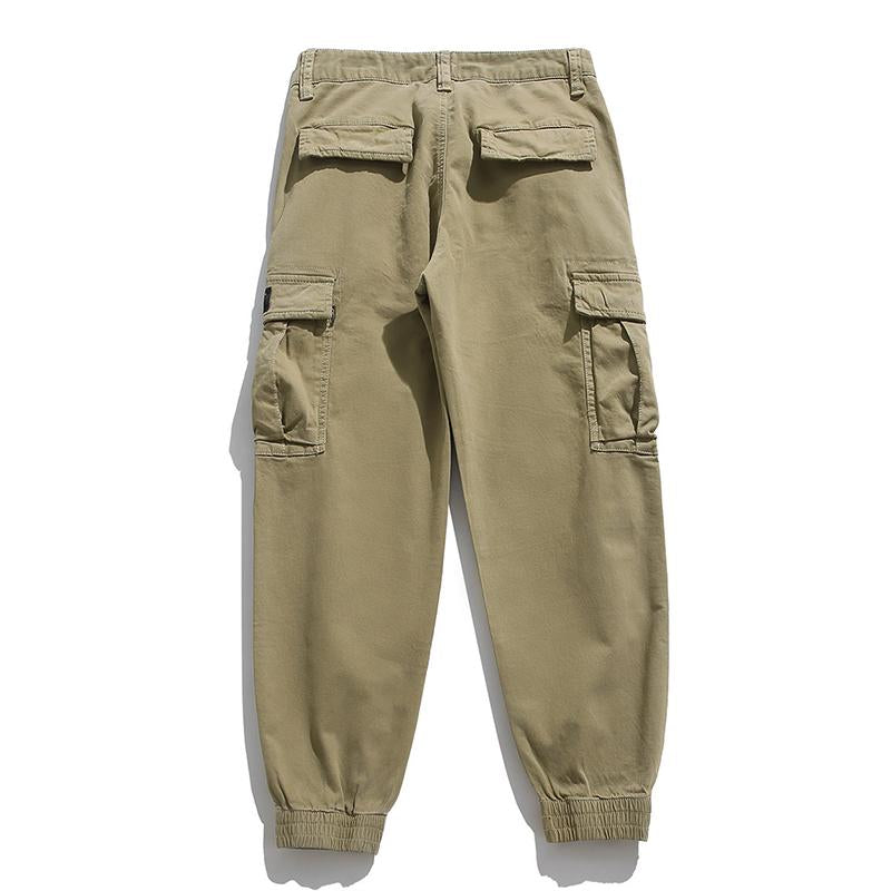 Mens Casual Solid Color Loose Multi-Pocket Cargo Pants 89116236M
