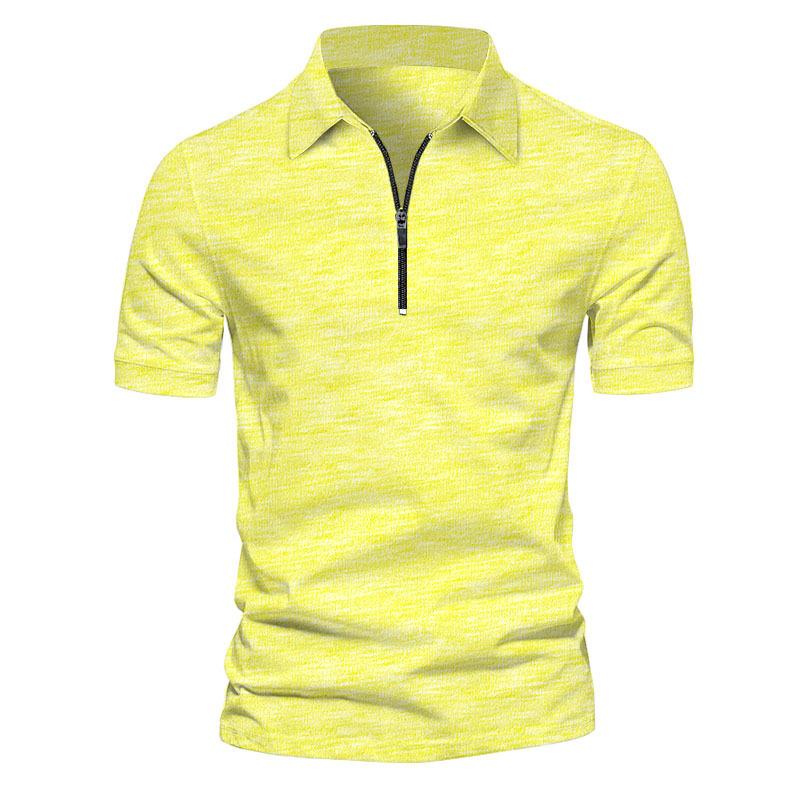 Mens Short Sleeve Zipper Solid Color Polo Shirt 89645806X
