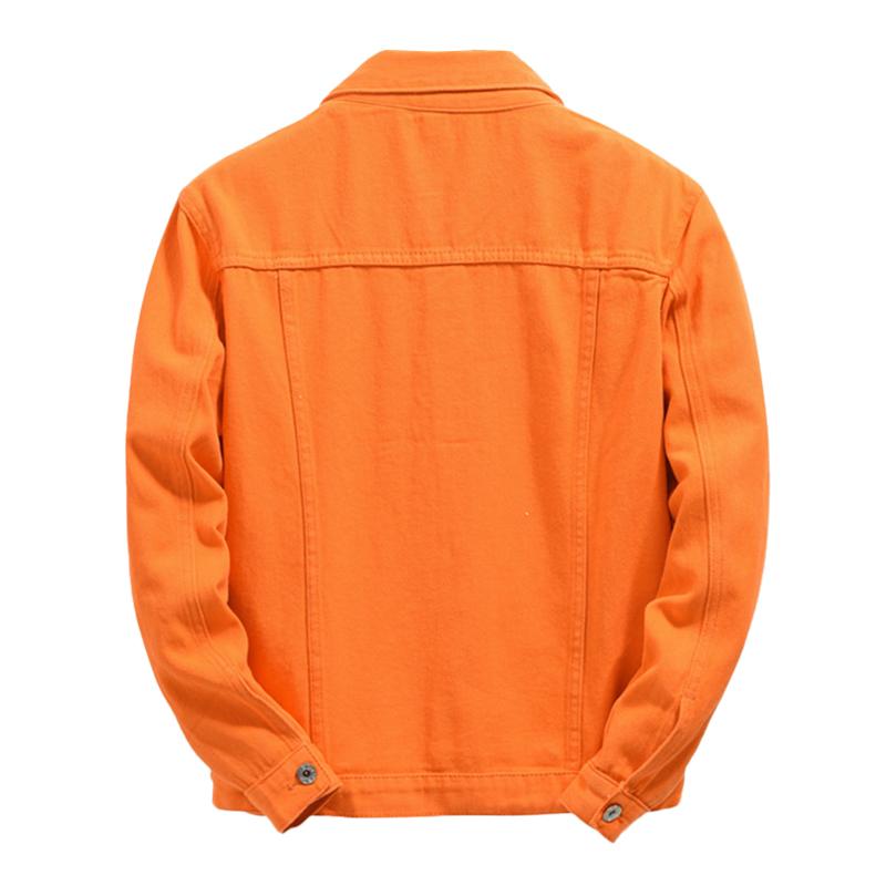 Mens Fashion Orange Loose Lapel Single Breasted Denim Jacket 72355242M