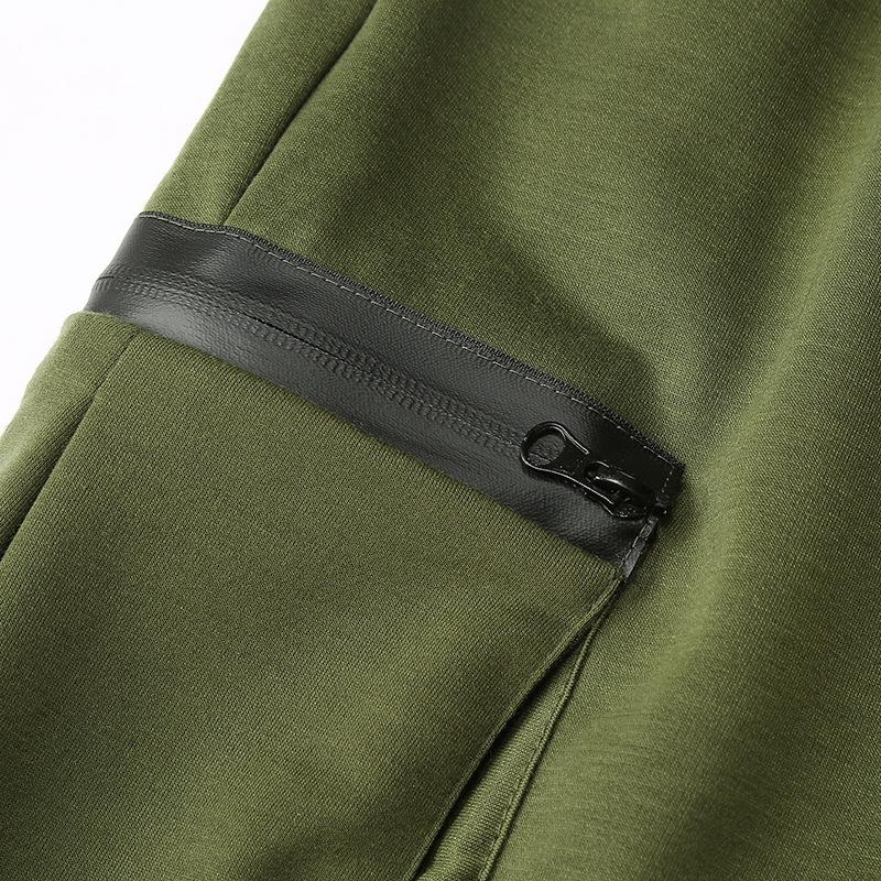 Mens Solid Color Elastic Waist Multi-pocket Casual Sweatpants 62894265Z