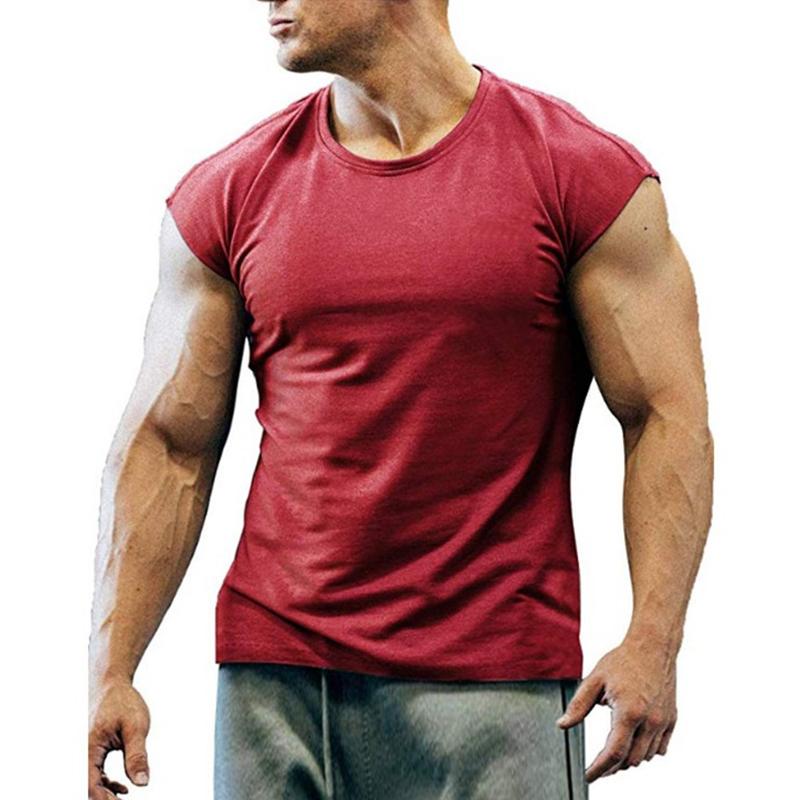 Mens Casual Round Neck Solid Color Sleeveless Tank Top 26872541M