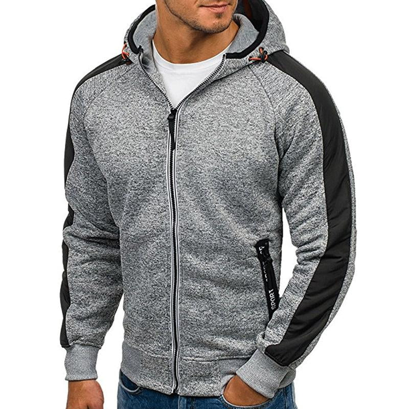 Mens Casual Colorblock Raglan Sleeve Hooded Sweatshirt Jacket 91354198Y