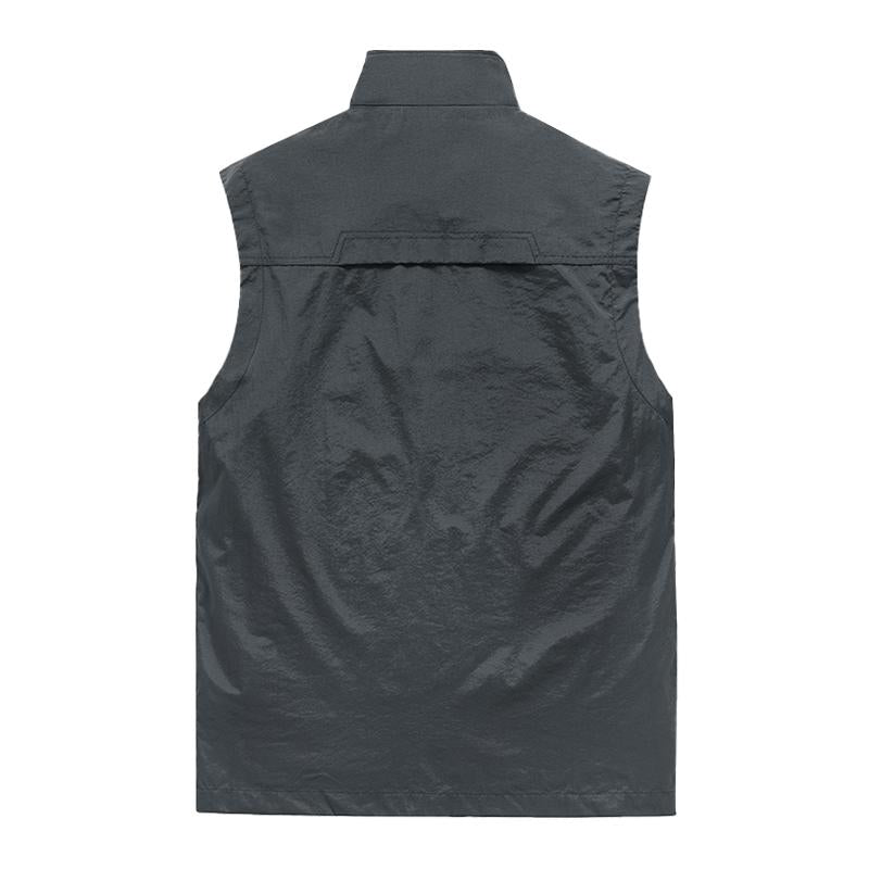 Mens Casual Stand Collar Multi-Pocket Outdoor Quick-Drying Fishing Vest 53522493M