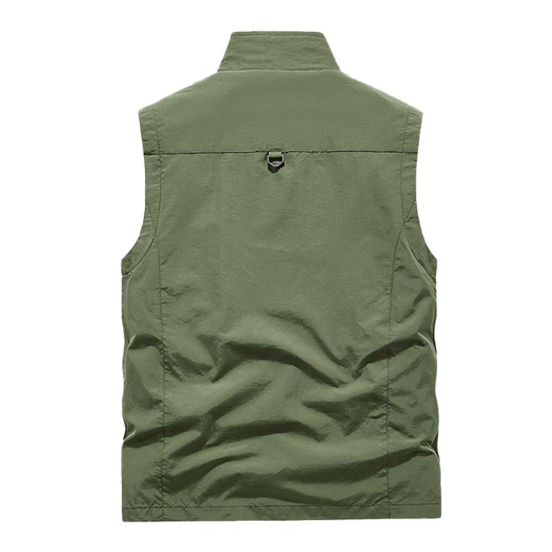 Mens Casual Stand Collar Outdoor Multi-Pocket Breathable Quick-Drying Vest 79618272M
