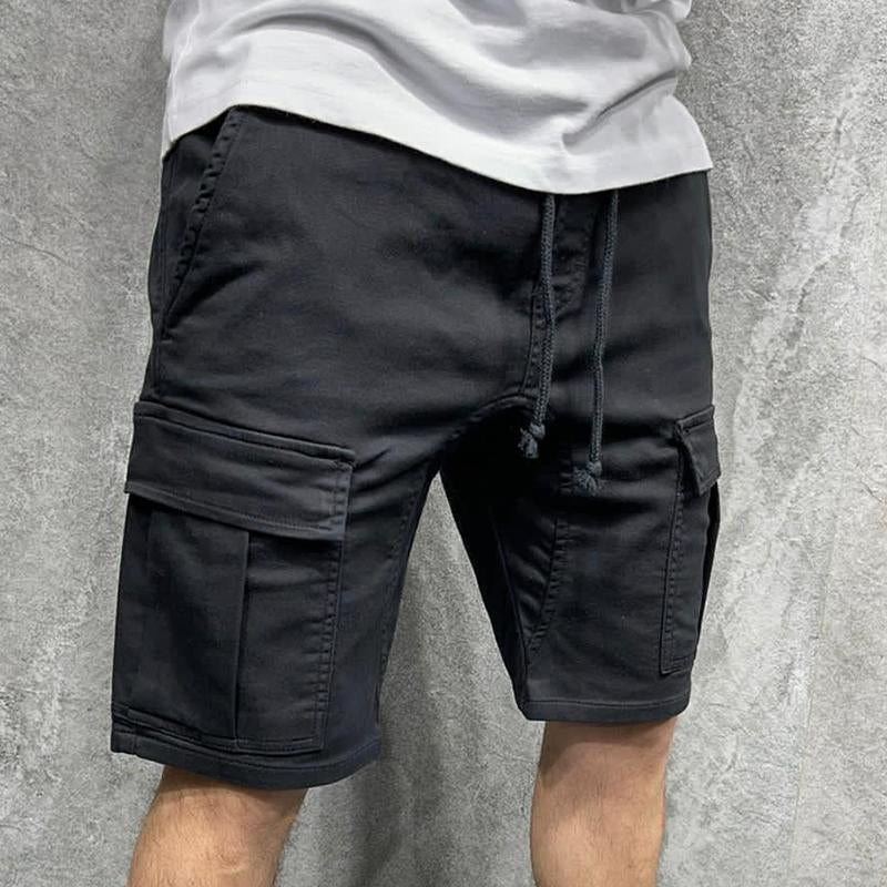 Mens Casual Solid Color Multi-pocket Cargo Shorts 18398228M