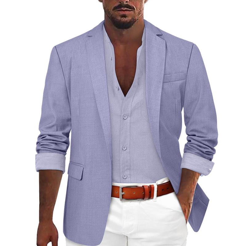 Mens Solid Color One Button Casual Blazer 07686840X