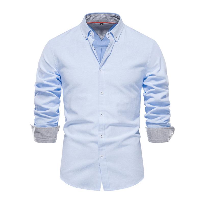 Mens Casual Colorblock Breathable Slim Lapel Long Sleeve Shirt 50485482M