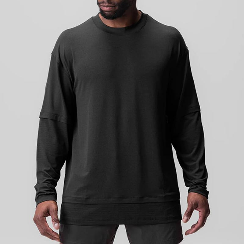 MenS Sport Loose Solid Color Long-Sleeved T-Shirt 15237120Y