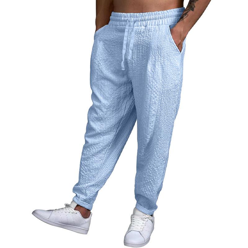 Mens Breathable Solid Color Loose Casual Bubble Pants 58998461Z