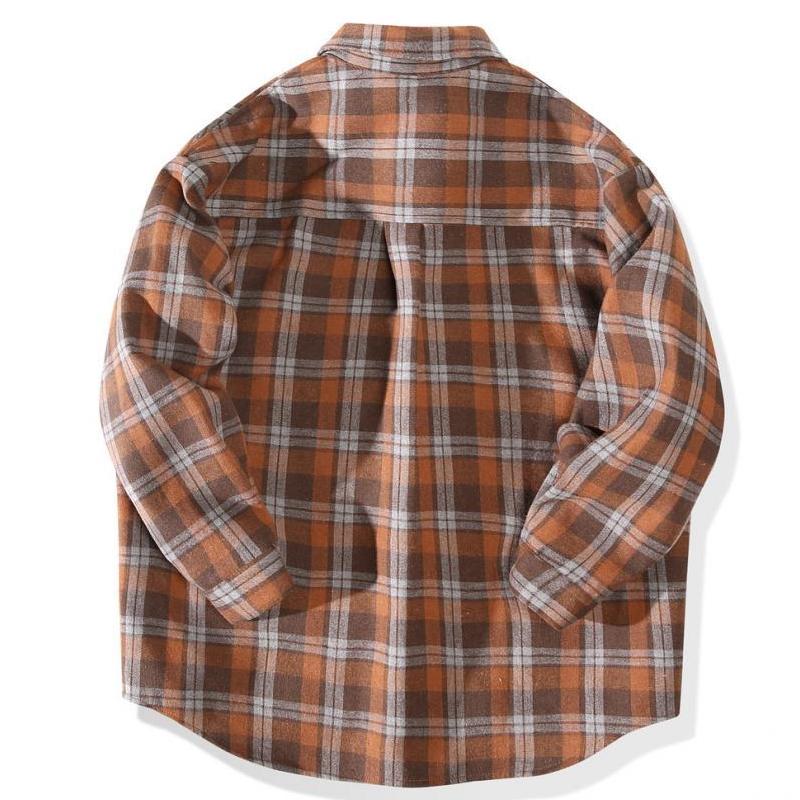 Mens Vintage Loose Check Long Sleeve Shirt 30256623Y
