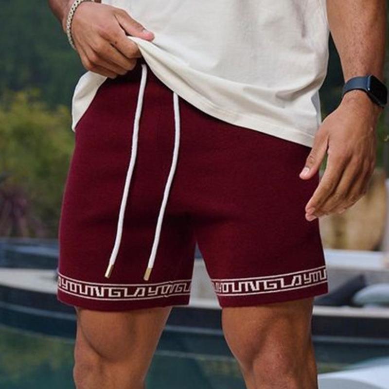 Mens Summer Casual Printed Elastic Waist Loose Sports Shorts 19455069M