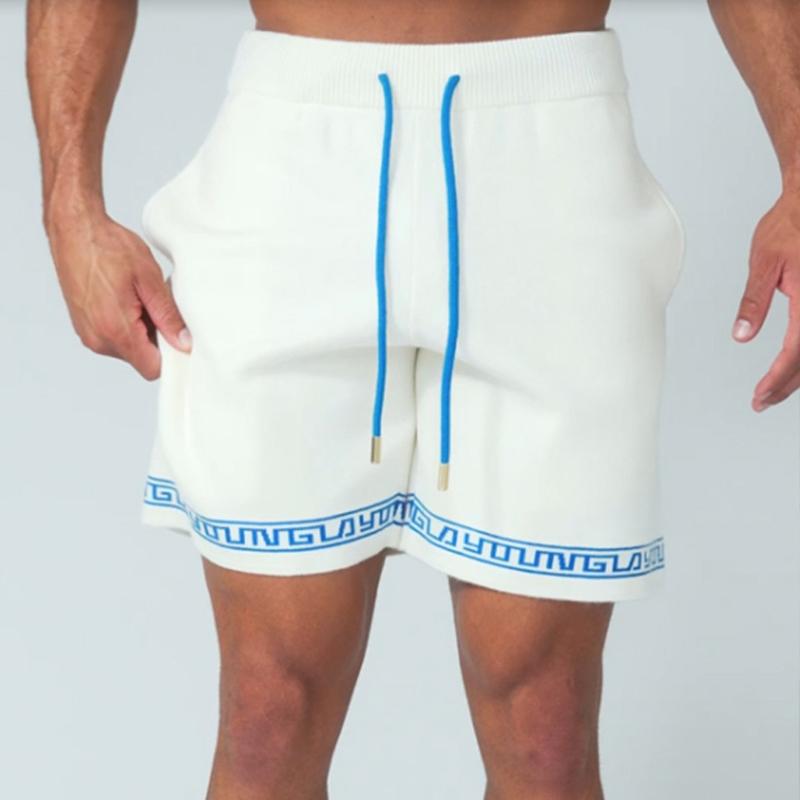 Mens Summer Casual Printed Elastic Waist Loose Sports Shorts 19455069M